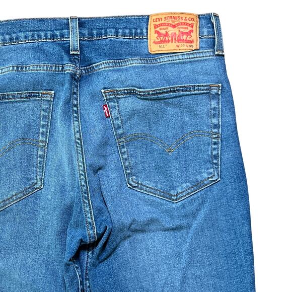 Levi's 511 Cotton Blend Mid Rise Denim Straight Jeans Men's Size 36 x 29 Blue - Picture 4 of 9